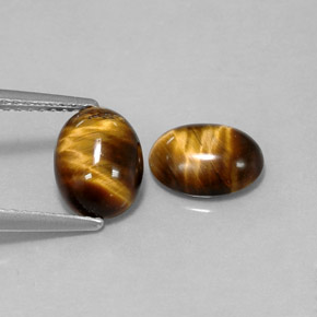 캐럿 천연 골드 브라운 Tiger's Eye 보석, 타원형 컷, 8.6×6.6 mm, 불투명체