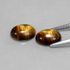 캐럿 천연 골드 브라운 Tiger's Eye 보석, 타원형 컷, 8.6×6.6 mm, 불투명체