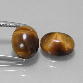 캐럿 천연 골드 브라운 Tiger's Eye 보석, 타원형 컷, 9.1×7 mm, 불투명체