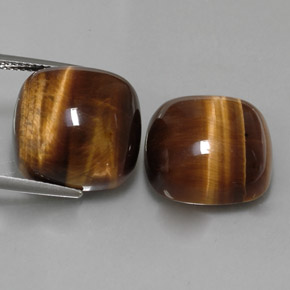 캐럿 천연 골드 브라운 Tiger's Eye 보석, 쿠션 컷, 15.2×15.1 mm, 불투명체
