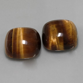 캐럿 천연 골드 브라운 Tiger's Eye 보석, 쿠션 컷, 15.2×15.1 mm, 불투명체