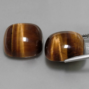 캐럿 천연 골드 브라운 Tiger's Eye 보석, 쿠션 컷, 15.2×15.1 mm, 불투명체