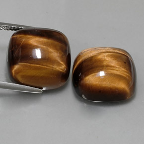 캐럿 천연 골드 브라운 Tiger's Eye 보석, 쿠션 컷, 15.1×15.1 mm, 불투명체