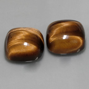 캐럿 천연 골드 브라운 Tiger's Eye 보석, 쿠션 컷, 15.1×15.1 mm, 불투명체