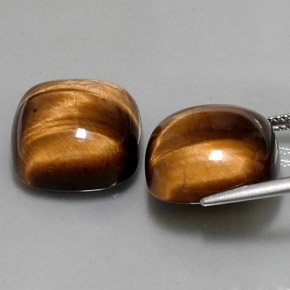 캐럿 천연 골드 브라운 Tiger's Eye 보석, 쿠션 컷, 15.1×15.1 mm, 불투명체