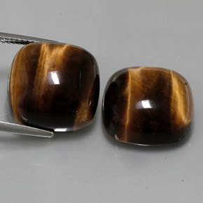 캐럿 천연 골드 브라운 Tiger's Eye 보석, 쿠션 컷, 15.2×15.1 mm, 불투명체