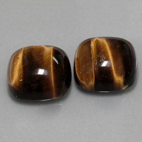 캐럿 천연 골드 브라운 Tiger's Eye 보석, 쿠션 컷, 15.2×15.1 mm, 불투명체