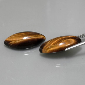캐럿 천연 골드 브라운 Tiger's Eye 보석, 마퀴즈, 24.9×12.1 mm, 불투명체