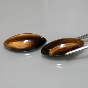 캐럿 천연 골드 브라운 Tiger's Eye 보석, 마퀴즈, 24.8×12.1 mm, 불투명체