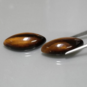 캐럿 천연 골드 브라운 Tiger's Eye 보석, 마퀴즈, 24.9×12.2 mm, 불투명체