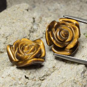 20.93캐럿 천연 골드 브라운 Tiger's Eye 보석, 플라워 컷, 15.5×15.4 mm, 불투명체
