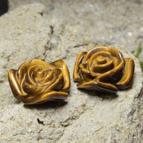 20.93캐럿 천연 골드 브라운 Tiger's Eye 보석, 플라워 컷, 15.5×15.4 mm, 불투명체
