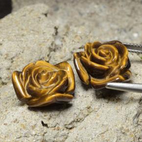 20.93캐럿 천연 골드 브라운 Tiger's Eye 보석, 플라워 컷, 15.5×15.4 mm, 불투명체