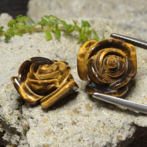 24.14캐럿 천연 웜 브라운 Tiger's Eye 보석, 플라워 컷, 16.1×15.2 mm, 불투명체