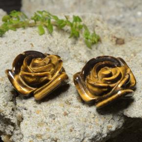 24.14캐럿 천연 웜 브라운 Tiger's Eye 보석, 플라워 컷, 16.1×15.2 mm, 불투명체