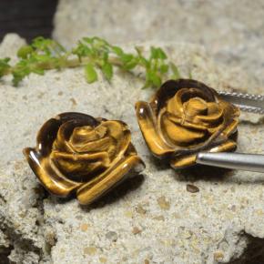24.14캐럿 천연 웜 브라운 Tiger's Eye 보석, 플라워 컷, 16.1×15.2 mm, 불투명체