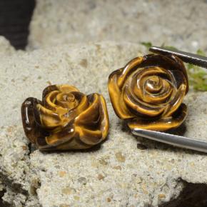 25.22캐럿 천연 골든 브라운 Tiger's Eye 보석, 플라워 컷, 16×15 mm, 불투명체