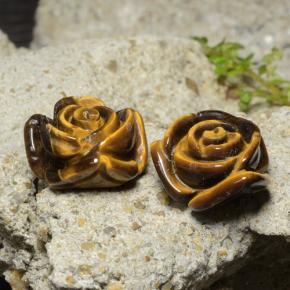 25.22캐럿 천연 골든 브라운 Tiger's Eye 보석, 플라워 컷, 16×15 mm, 불투명체