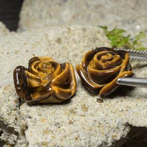 25.22캐럿 천연 골든 브라운 Tiger's Eye 보석, 플라워 컷, 16×15 mm, 불투명체