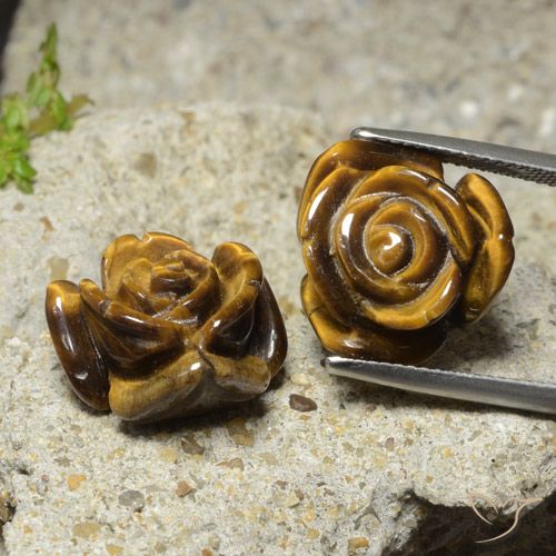 22.12캐럿 천연 라이트 브라운 Tiger's Eye 보석, 플라워 컷, 15.5×15.3 mm, 불투명체