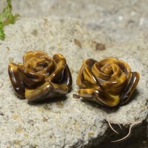 22.12캐럿 천연 라이트 브라운 Tiger's Eye 보석, 플라워 컷, 15.5×15.3 mm, 불투명체