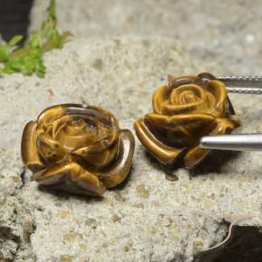 22.12캐럿 천연 라이트 브라운 Tiger's Eye 보석, 플라워 컷, 15.5×15.3 mm, 불투명체