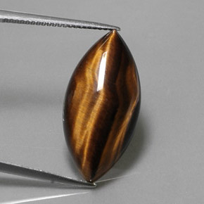 13.03캐럿 천연 골드 브라운 Tiger's Eye, 마퀴즈, 24.8×12.1 mm, 불투명체