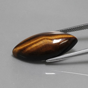 13.03캐럿 천연 골드 브라운 Tiger's Eye, 마퀴즈, 24.8×12.1 mm, 불투명체
