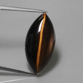13.51캐럿 천연 골드 브라운 Tiger's Eye, 마퀴즈, 24.9×12.2 mm, 불투명체
