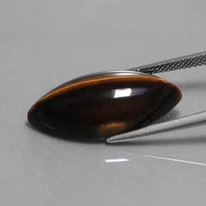 13.51캐럿 천연 골드 브라운 Tiger's Eye, 마퀴즈, 24.9×12.2 mm, 불투명체