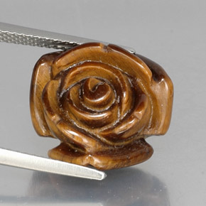 11.88캐럿 천연 골드 브라운 Tiger's Eye, 멋진 모양, 15.3×15.1 mm, 불투명체