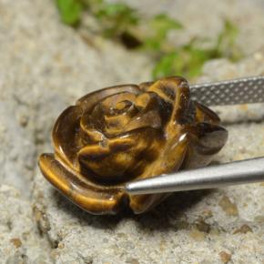 10.98캐럿 천연 미디엄 브라운 호랑이의 눈, 플라워 컷, 불투명체