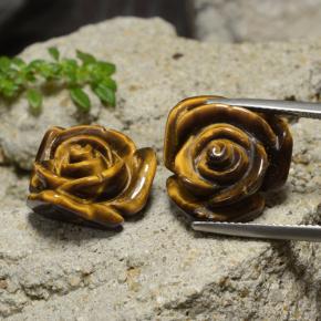 23.82캐럿 천연 미디엄 브라운 Tiger's Eye 보석, 플라워 컷, 15.7×15.3 mm, 불투명체