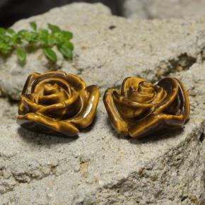 23.82캐럿 천연 미디엄 브라운 Tiger's Eye 보석, 플라워 컷, 15.7×15.3 mm, 불투명체