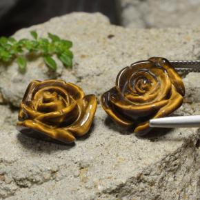23.82캐럿 천연 미디엄 브라운 Tiger's Eye 보석, 플라워 컷, 15.7×15.3 mm, 불투명체