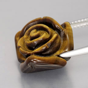12.47캐럿 천연 골드 브라운 Tiger's Eye, 멋진 모양, 15.8×15 mm, 불투명체