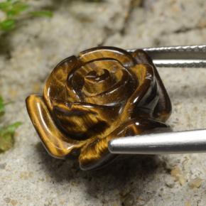 12.02캐럿 천연 골드 브라운 Tiger's Eye, 플라워 컷, 15.3×15.2 mm, 불투명체