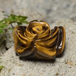 13.26캐럿 천연 골드 브라운 Tiger's Eye, 플라워 컷, 16.5×16.1 mm, 불투명체