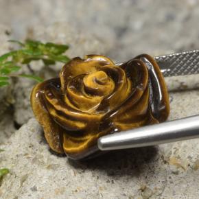 13.26캐럿 천연 골드 브라운 Tiger's Eye, 플라워 컷, 16.5×16.1 mm, 불투명체
