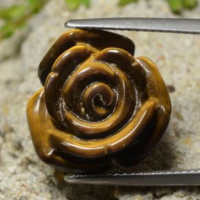 13.31캐럿 천연 골드 브라운 Tiger's Eye, 플라워 컷, 16.1×15.7 mm, 불투명체