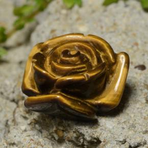 13.31캐럿 천연 골드 브라운 Tiger's Eye, 플라워 컷, 16.1×15.7 mm, 불투명체