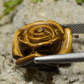 13.31캐럿 천연 골드 브라운 Tiger's Eye, 플라워 컷, 16.1×15.7 mm, 불투명체