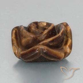 12.89캐럿 천연 붉은빛 브라운 Tiger's Eye, 플라워 컷, 16.3×15.7 mm, 불투명체