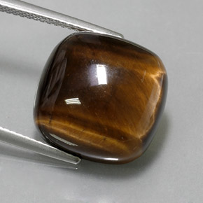 13.79캐럿 천연 골드 브라운 Tiger's Eye, 쿠션 컷, 15.1×15.1 mm, 불투명체