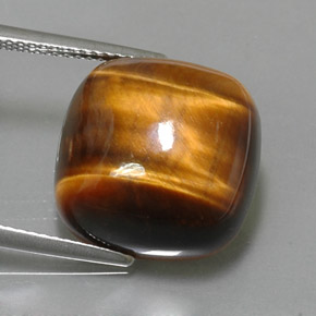 13.02캐럿 천연 골드 브라운 Tiger's Eye, 쿠션 컷, 15.1×15.1 mm, 불투명체
