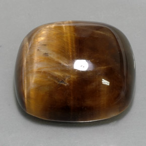 27.19캐럿 천연 골드 브라운 Tiger's Eye, 쿠션 컷, 19.9×19.9 mm, 불투명체