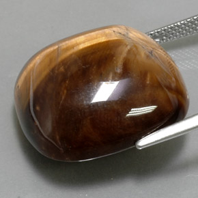 27.19캐럿 천연 골드 브라운 Tiger's Eye, 쿠션 컷, 19.9×19.9 mm, 불투명체