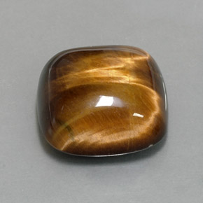 13.38캐럿 천연 골드 브라운 Tiger's Eye, 쿠션 컷, 15.4×15.3 mm, 불투명체
