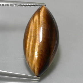 12.55캐럿 천연 골드 브라운 Tiger's Eye, 마퀴즈, 24.4×11.8 mm, 불투명체