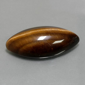 12.55캐럿 천연 골드 브라운 Tiger's Eye, 마퀴즈, 24.4×11.8 mm, 불투명체